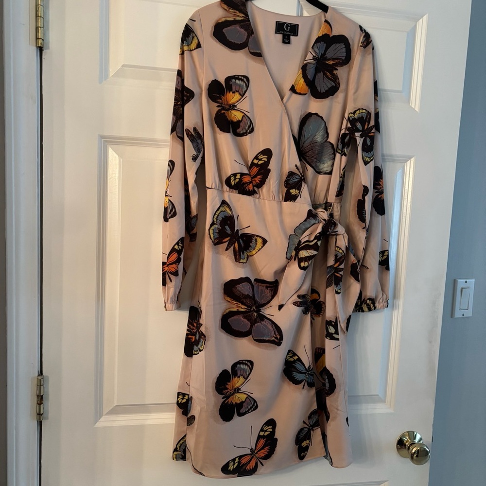 G by Giuliana Faux Wrap Dress Butterflies NWOT Size XS